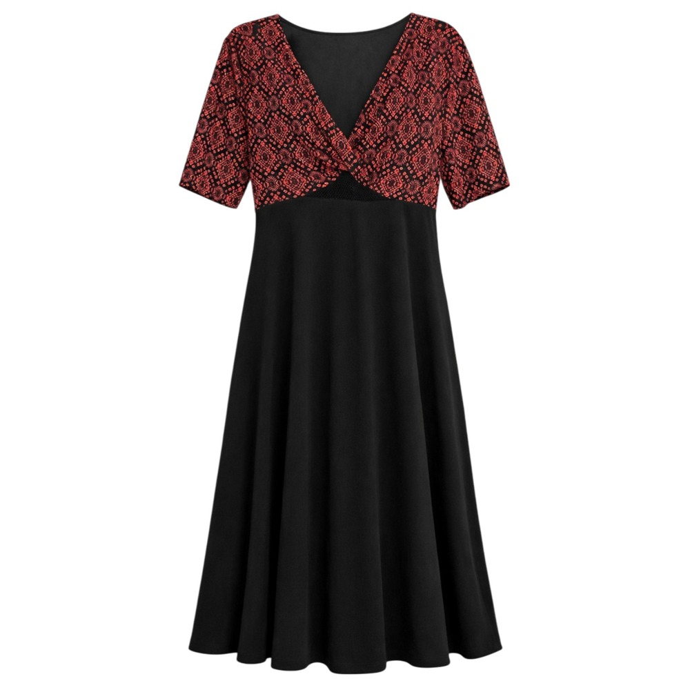 Kiyonna Vienna Old Money Midi Shift Dress Womens Size 1X Dark Academia Artsy